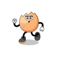 running cracked egg mascot illustration vector