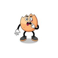 Character Illustration of cracked egg with tongue sticking out vector