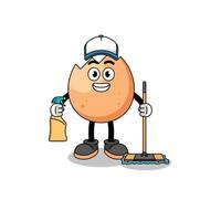 Character mascot of cracked egg as a cleaning services vector