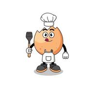 mascota ilustración de agrietado huevo cocinero vector