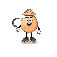 Illustration of cracked egg as an asian farmer vector