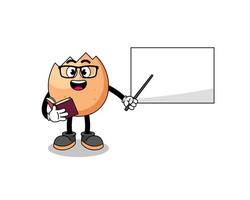 mascota dibujos animados de agrietado huevo profesor vector