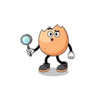 Mascot of cracked egg searching vector