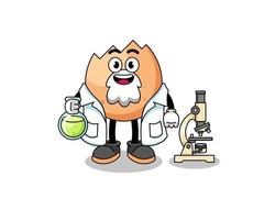 Mascot of cracked egg as a scientist vector