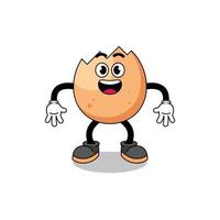 cracked egg cartoon with surprised gesture vector