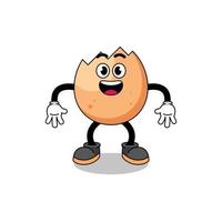 cracked egg cartoon with surprised gesture vector