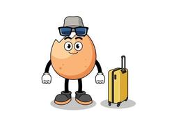 cracked egg mascot doing vacation vector