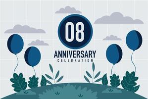 Vector 08  years anniversary invitation card. anniversary celebration modern design illustration template.