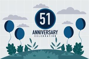 Vector 51 years anniversary invitation card. anniversary celebration modern design illustration template.