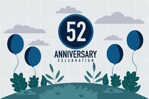 Vector 52 years anniversary invitation card. anniversary celebration modern design illustration template.