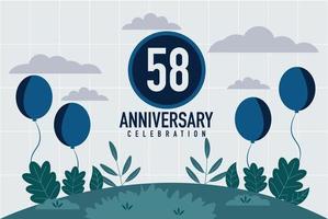 Vector 58 years anniversary invitation card. anniversary celebration modern design illustration template.