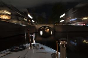 amsterdam canals cruise at night photo