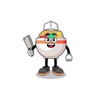 Mascot of noodle bowl as a butcher vector