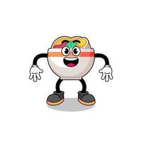 noodle bowl cartoon with surprised gesture vector