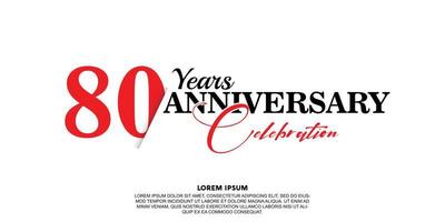 80 year anniversary celebration logo vector design with red and black color on white background abstract