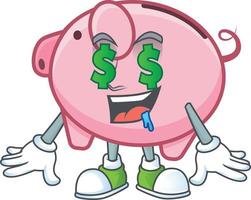 Piggy bank cartoon character style vector