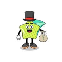 shooting star mascot illustration rich man holding a money sack vector