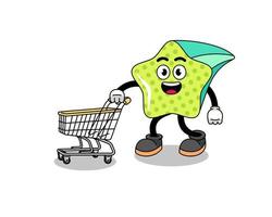 Cartoon of shooting star holding a shopping trolley vector
