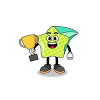 Cartoon mascot of shooting star holding a trophy vector