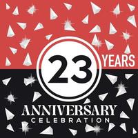 Celebrating 23rd years anniversary logo design with red and black background vector