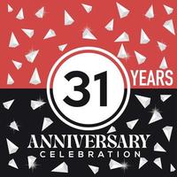Celebrating 31st years anniversary logo design with red and black background vector