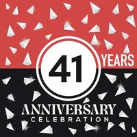 Celebrating 41st years anniversary logo design with red and black background vector