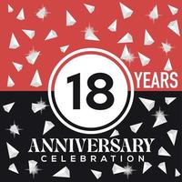 Celebrating 18th years anniversary logo design with red and black background vector