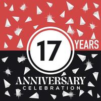 Celebrating 17th years anniversary logo design with red and black background vector