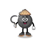 Illustration of wrecking ball as an asian farmer vector