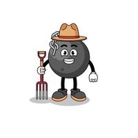 Cartoon mascot of wrecking ball farmer vector