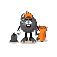 Illustration of wrecking ball cartoon as a garbage collector vector