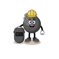 Mascot of wrecking ball as a welder vector