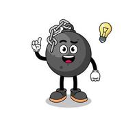 wrecking ball cartoon with get an idea pose vector