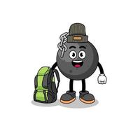 Illustration of wrecking ball mascot as a hiker vector