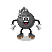 wrecking ball cartoon with surprised gesture vector