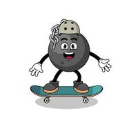 wrecking ball mascot playing a skateboard vector