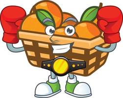 Basket oranges cartoon character style vector