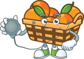 Basket oranges cartoon character style vector