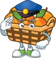 Basket oranges cartoon character style vector