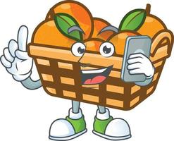 Basket oranges cartoon character style vector