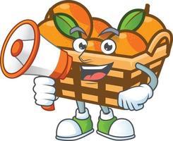 Basket oranges cartoon character style vector