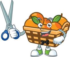 Basket oranges cartoon character style vector