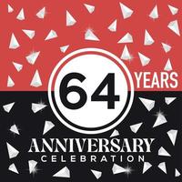 Celebrating 64  years anniversary logo design with red and black background vector