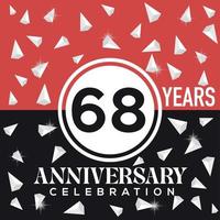 Celebrating 68 years anniversary logo design with red and black background vector