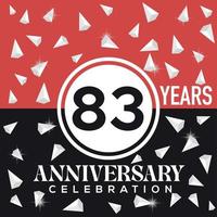 Celebrating 83 years anniversary logo design with red and black background vector