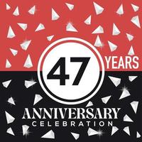 Celebrating 47th years anniversary logo design with red and black background vector