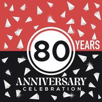 Celebrating 80 years anniversary logo design with red and black background vector