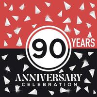 Celebrating 90 years anniversary logo design with red and black background vector