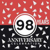 Celebrating 98 years anniversary logo design with red and black background vector