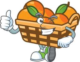 Basket oranges cartoon character style vector